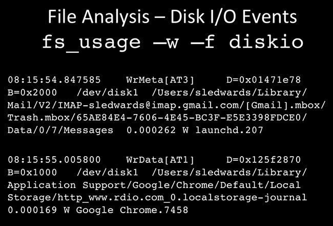 File Analysis fs_usage -w -f diskio File Analysis fs_usage -w -f diskio