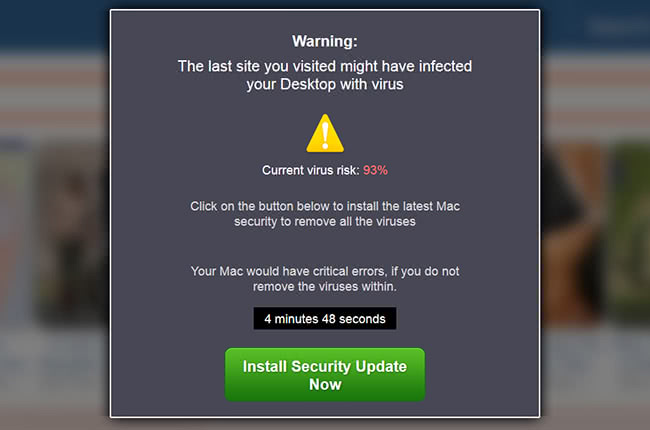 Advancedmaccleaner.com/mobf displaying a fake security warning Advancedmaccleaner.com/mobf displaying a fake security warning