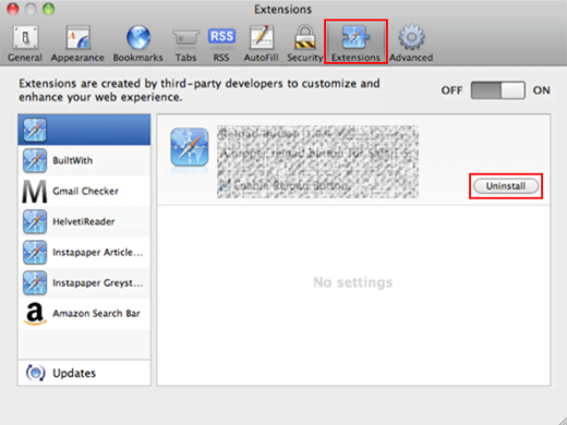 Uninstall malicious extension in Safari Uninstall malicious extension in Safari