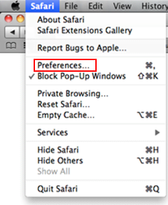Go to Safari Preferences Go to Safari Preferences