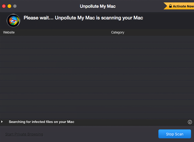 Unpollute My Mac displays rogue scans and reports inexistent privacy issues Unpollute My Mac displays rogue scans and reports inexistent privacy issues