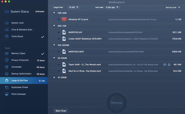 MacBooster 6 finds large and old files on Mac MacBooster 6 finds large and old files on Mac