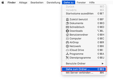 Verwenden Sie die Gehe zum Ordner Funktion Verwenden Sie die Gehe zum Ordner Funktion
