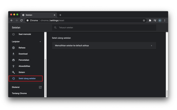 Setel ulang setelan Setel ulang setelan