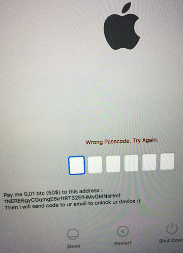 Mac fraudulently locked with a passcode