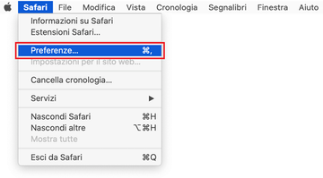 Go to Preferenze in Safari