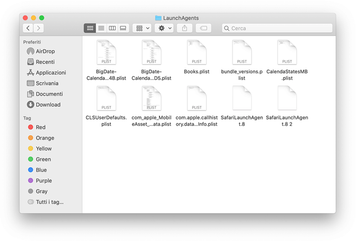 Contenuti della cartella LaunchAgents nella directory Home dell’utente