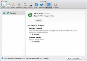 FormList 1.0 browser extension installed by the adware