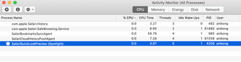  find a process named SafariQuickLookPreview (Spotlight)