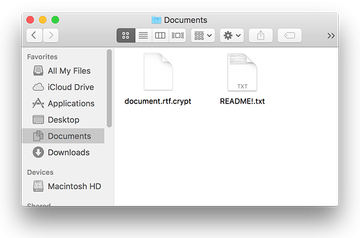 File encrypted by the Patcher Mac ransomware, plus ransom note in a directory