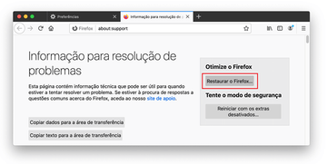 Restaurar o Firefox no Mac