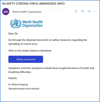 Safety measures’ scam email impersonating the WHO