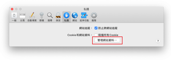 “隱私”選項卡下的“管理網站數據”選項