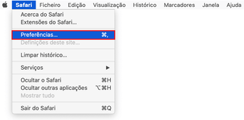Escolha Preferências no Safari