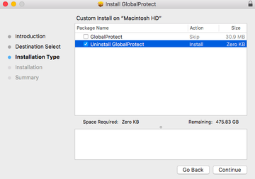 Choose the ‘Uninstall GlobalProtect’ option Choose the ‘Uninstall GlobalProtect’ option