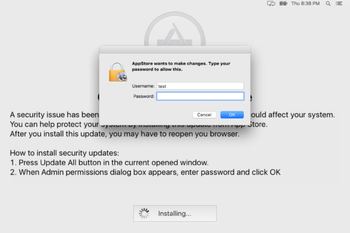 Root password request on fake ‘OS X Updates Available’ screen