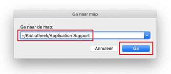 Open ~/Bibliotheek/Application Support map