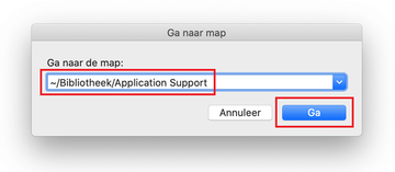 Open ~/Bibliotheek/Application Support map