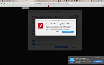 Fake Adobe Flash Player update popup on malicious website Fake Adobe Flash Player update popup on malicious website