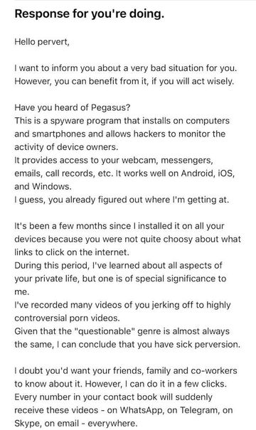 Hello pervert scam email’s deceptive narrative Hello pervert scam email’s deceptive narrative