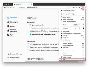 Open Firefox en ga naar Help