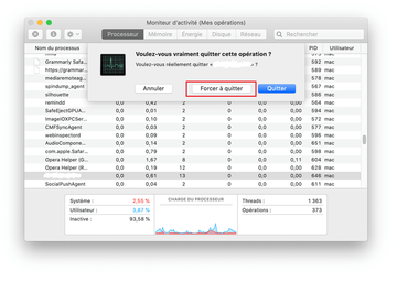Sélectionnez l'option \"Forcer à quitter\"