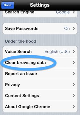Reset Chrome on iPhone
