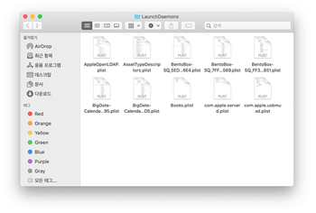 LaunchDaemons 폴더 콘텐츠