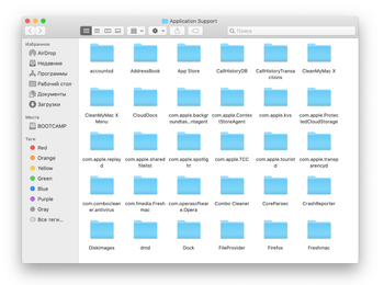 Содержание папки Application Support