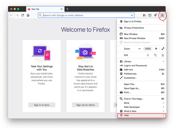 Open Firefox and go to Help