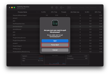 Force Quit photoanalysisd process