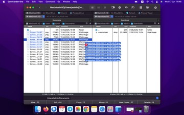 Commander One dual pane browsing with two folders side by side Commander One dual pane browsing with two folders side by side