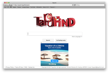 Search.tapufind.com, the redirect destination promoted by TapuFind Mac virus