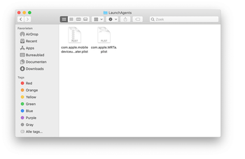 Inhoud van de map LaunchAgents op rootniveau