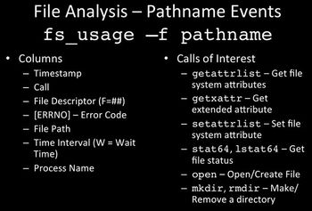 File Analysis fs_usage -f pathname