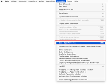 Leeren Sie die Cache-Speicher in Safari Leeren Sie die Cache-Speicher in Safari