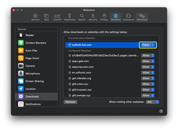 Denying downloads for Outlook web page as a temporary workaround