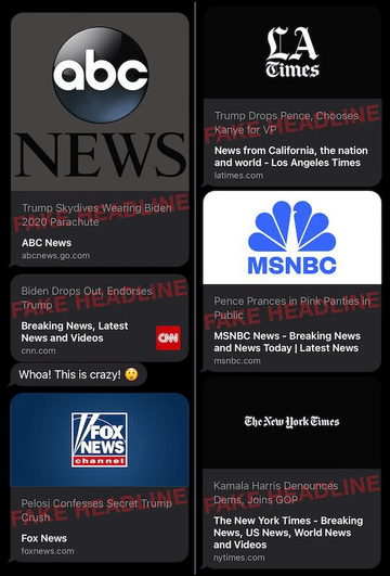 Examples of fake news headlines hinging on a bug in the mobile version of Safari. Image courtesy of Intego