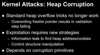 kernel attacks: heap corruption