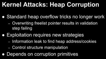 kernel attacks: heap corruption