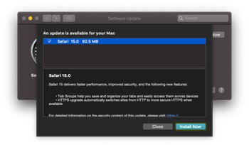 Install macOS / Safari update
