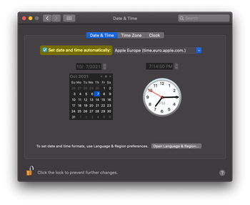 Set correct date and time on Mac