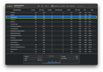 ReportCrash activity monitor macOS