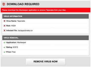 Tapsnake popup alert on Mac