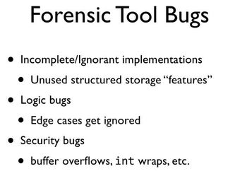 Forensic Tool Bugs