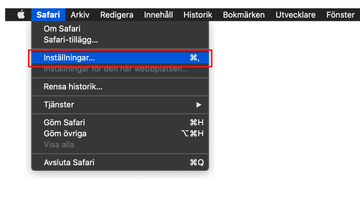 Gå till Inställningar i Safari