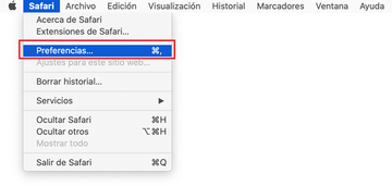 Ir a Preferencias en Safari