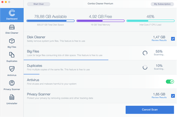 Combo Cleaner dashboard