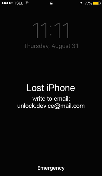 Unlock.device@mail.com lock screen on iPhone