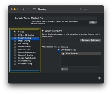 Disable Sharing in System Settings